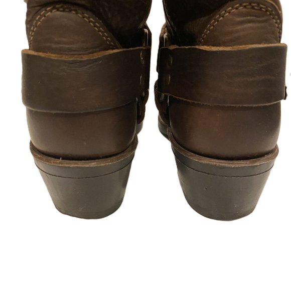 Frye Harness Brown Leather 8R Booties - Size 6 - Picture 7 of 10